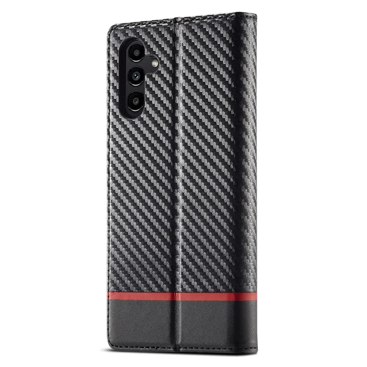 LC.IMEEKE For Samsung Galaxy S23 FE Leather Stand Cover Carbon Fiber Texture Wallet Phone Case - Horizontal Stripe