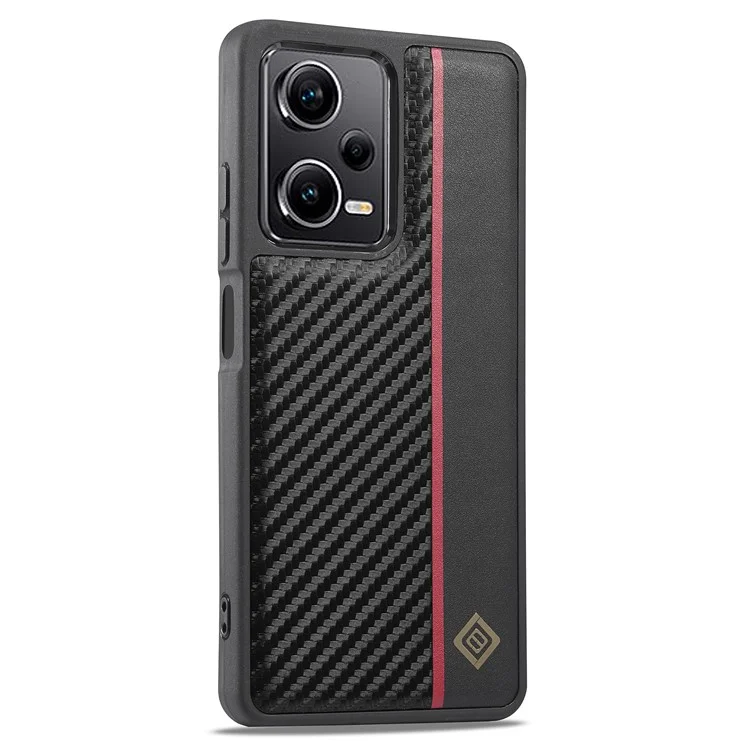 LC.IMEEKE Carbon Fiber Texture Case für Xiaomi Redmi Note 12 Pro 5G / 12 Pro Speed 5G / Poco X5 Pro 5G PU Leder+TPU+EVA Sturzsicheres Telefongehäuse
