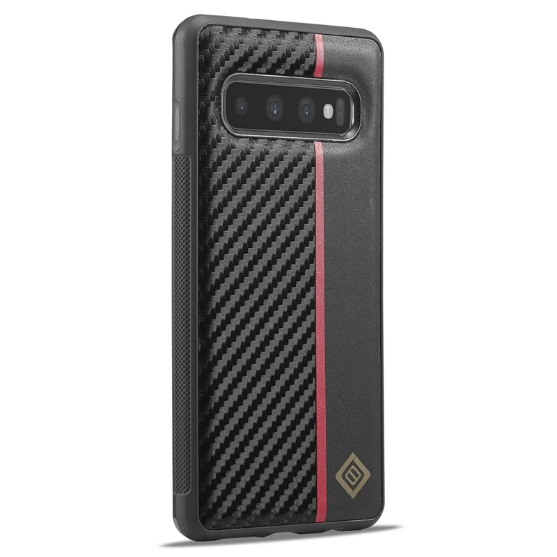 LC.IMEEKE For Samsung Galaxy S10 Scratch Resistant Carbon Fiber Texture Case PU Leather+TPU+EVA Phone Cover