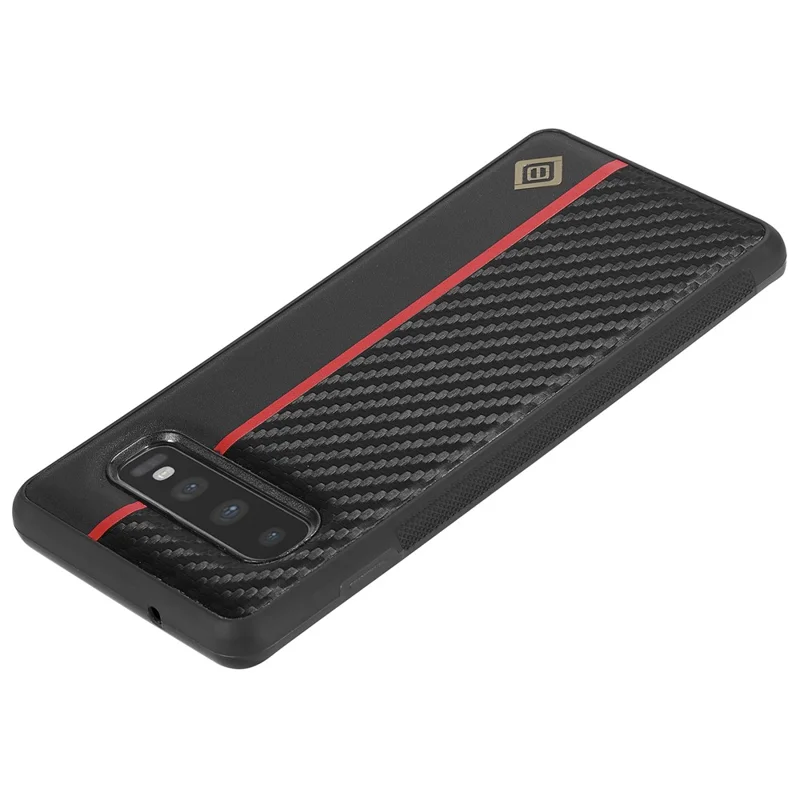 LC.IMEEKE For Samsung Galaxy S10 Scratch Resistant Carbon Fiber Texture Case PU Leather+TPU+EVA Phone Cover