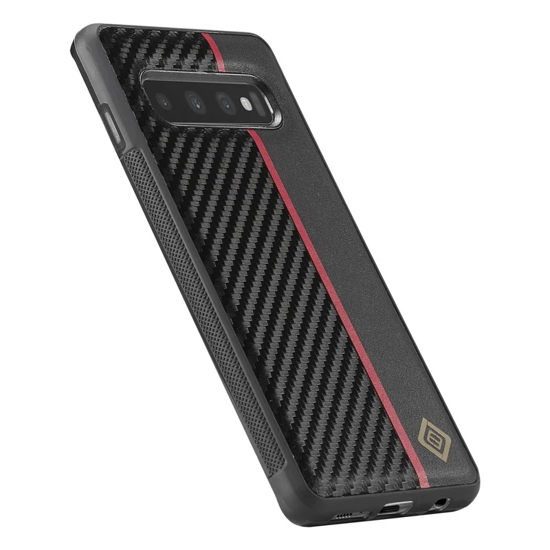 LC.IMEEKE For Samsung Galaxy S10 Scratch Resistant Carbon Fiber Texture Case PU Leather+TPU+EVA Phone Cover