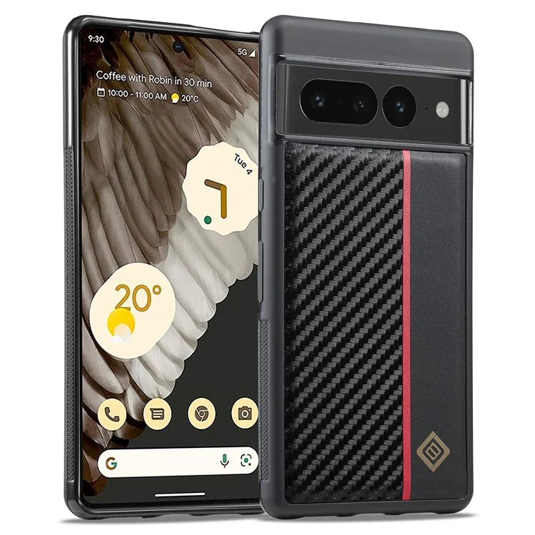 LC.IMEEKE Carbon Fiber Texture Case for Google Pixel 7 Pro 5G , PU Leather+TPU+EVA Back Guard Phone Cover