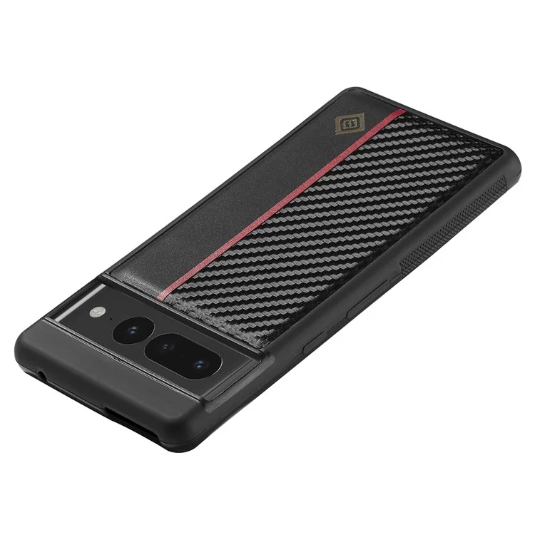 LC.IMEEKE Carbon Fiber Texture Case for Google Pixel 7 Pro 5G , PU Leather+TPU+EVA Back Guard Phone Cover
