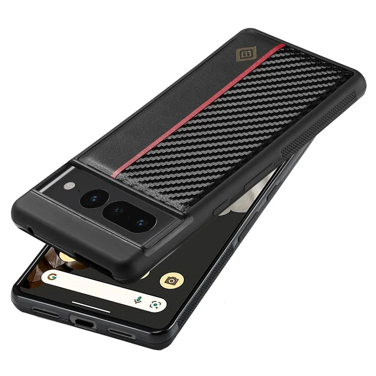 LC.IMEEKE Carbon Fiber Texture Case for Google Pixel 7 Pro 5G , PU Leather+TPU+EVA Back Guard Phone Cover