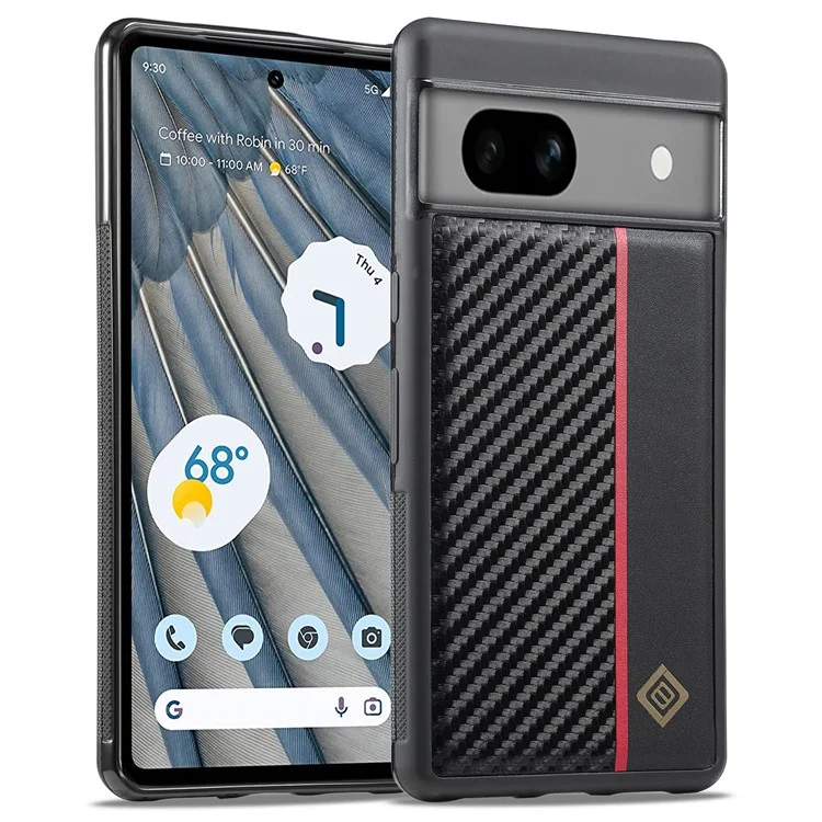 LC.IMEEKE Carbon Fiber Texture Phone Case for Google Pixel 8 , PU Leather Coated TPU+EVA Hybrid Cover