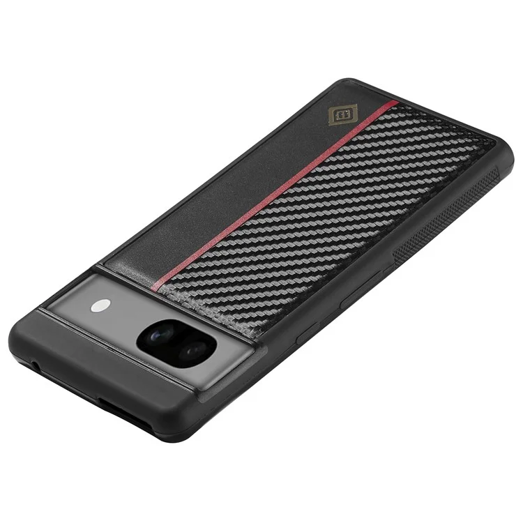LC.IMEEKE Carbon Fiber Texture Phone Case for Google Pixel 8 , PU Leather Coated TPU+EVA Hybrid Cover