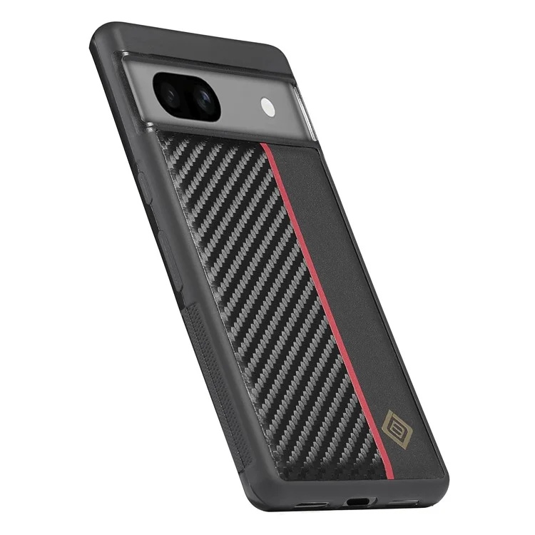 LC.IMEEKE Carbon Fiber Texture Phone Case for Google Pixel 8 , PU Leather Coated TPU+EVA Hybrid Cover