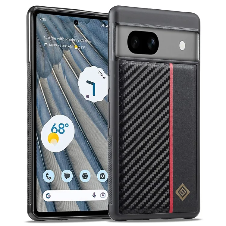 LC.IMEEKE Phone Case for Google Pixel 7 5G PU Leather Coated TPU+EVA Carbon Fiber Texture Cover