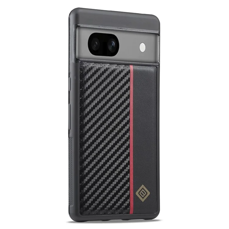 LC.IMEEKE Phone Case for Google Pixel 7 5G PU Leather Coated TPU+EVA Carbon Fiber Texture Cover