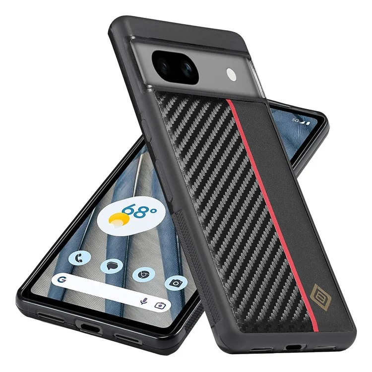 LC.IMEEKE Phone Case for Google Pixel 7 5G PU Leather Coated TPU+EVA Carbon Fiber Texture Cover