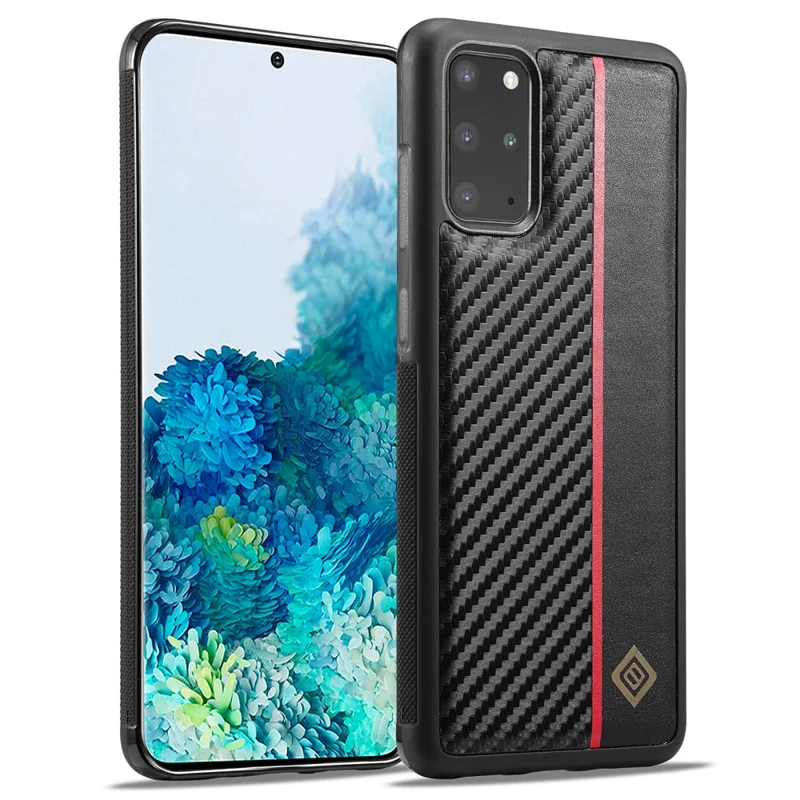 LC.IMEEKE Für Samsung Galaxy S20 Plus 4G / 5G Handyhülle Kohlefaser-Textur Leder+TPU+EVA Rückenschale