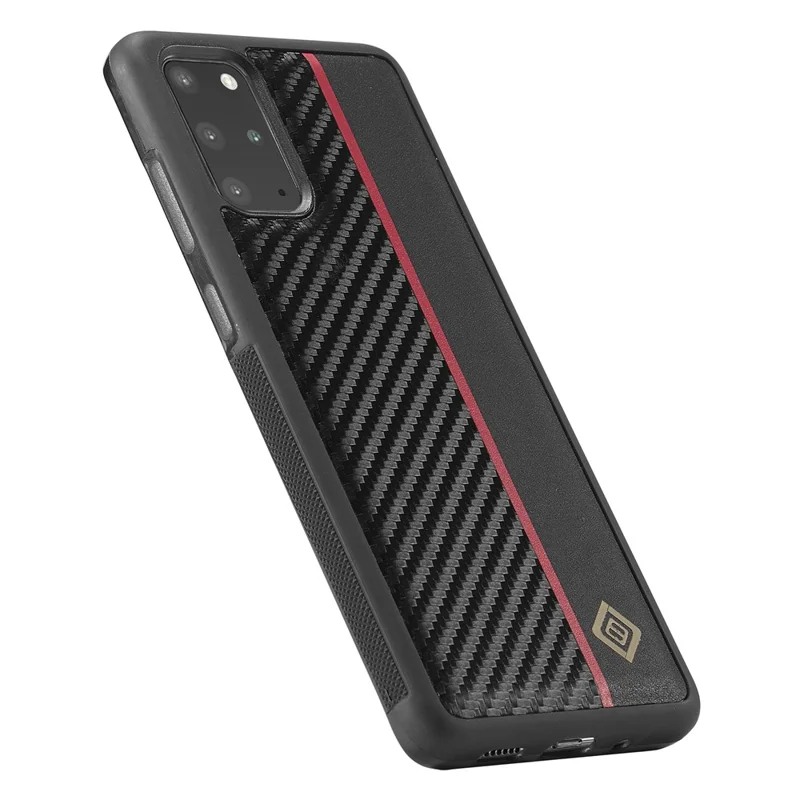 LC.IMEEKE Für Samsung Galaxy S20 Plus 4G / 5G Handyhülle Kohlefaser-Textur Leder+TPU+EVA Rückenschale