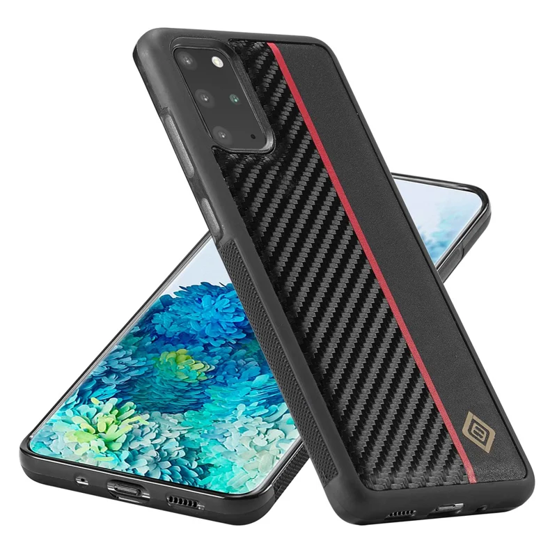 LC.IMEEKE Für Samsung Galaxy S20 Plus 4G / 5G Handyhülle Kohlefaser-Textur Leder+TPU+EVA Rückenschale