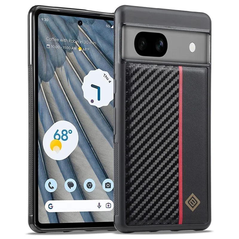 LC.IMEEKE For Google Pixel 7a Carbon Fiber Texture Case PU Leather+TPU+EVA Shockproof Phone Cover