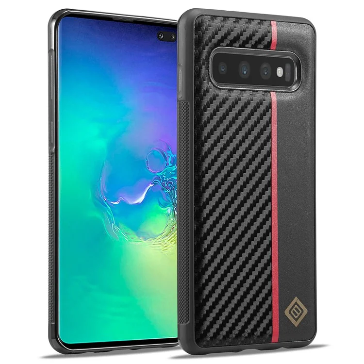 LC.IMEEKE Per Samsung Galaxy S10 Plus Custodia in pelle PU+TPU+EVA Texture in fibra di carbonio Custodia protettiva per telefono