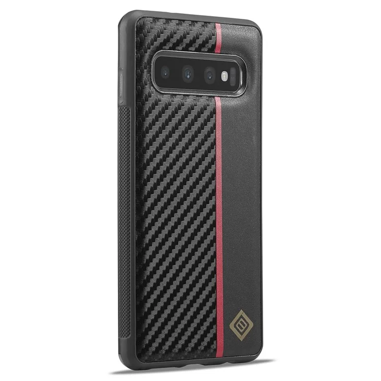 LC.IMEEKE Per Samsung Galaxy S10 Plus Custodia in pelle PU+TPU+EVA Texture in fibra di carbonio Custodia protettiva per telefono