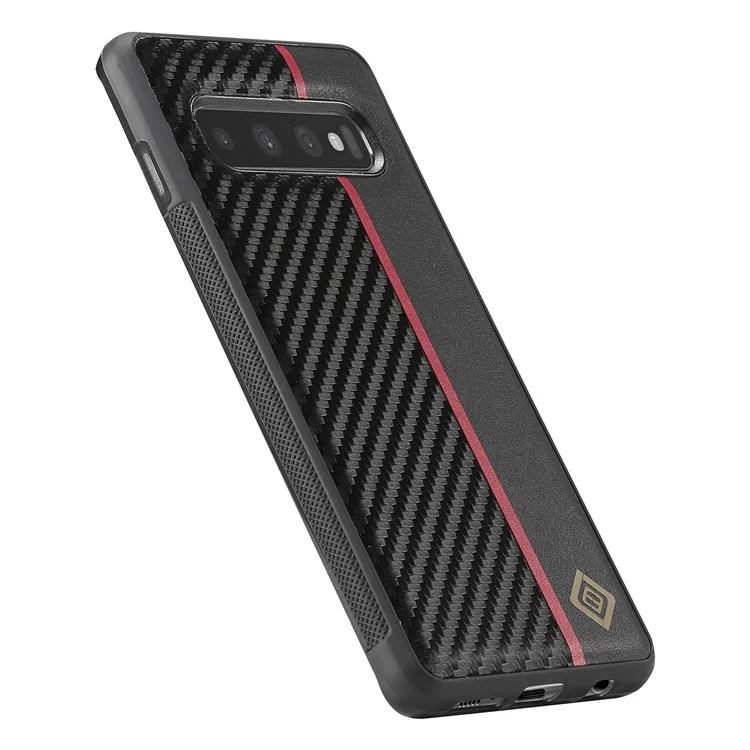 LC.IMEEKE Per Samsung Galaxy S10 Plus Custodia in pelle PU+TPU+EVA Texture in fibra di carbonio Custodia protettiva per telefono