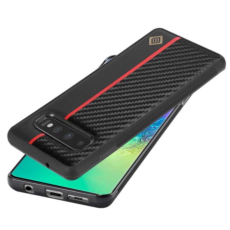 LC.IMEEKE Per Samsung Galaxy S10 Plus Custodia in pelle PU+TPU+EVA Texture in fibra di carbonio Custodia protettiva per telefono