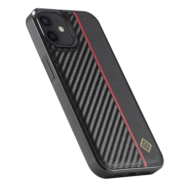 LC.IMEEKE Per iPhone 12 / 12 Pro Custodia in Fibra di Carbonio Texture Cover in Pelle PU Rivestita TPU+EVA Hybrid Phone Case