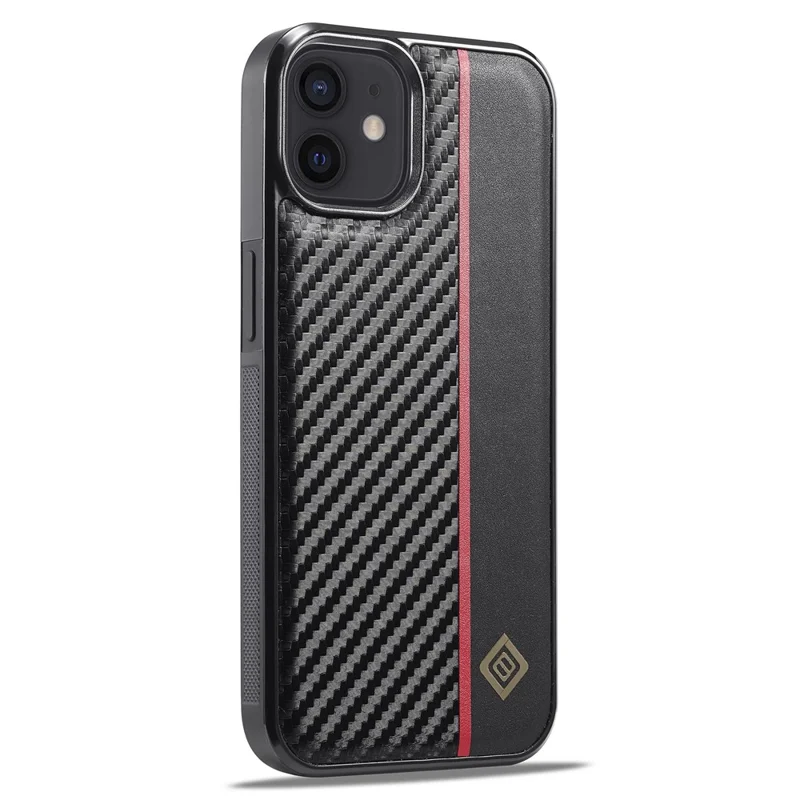 LC.IMEEKE For iPhone 12 mini PU Leather Coated TPU+EVA Phone Case Shock Absorption Carbon Fiber Texture Cover