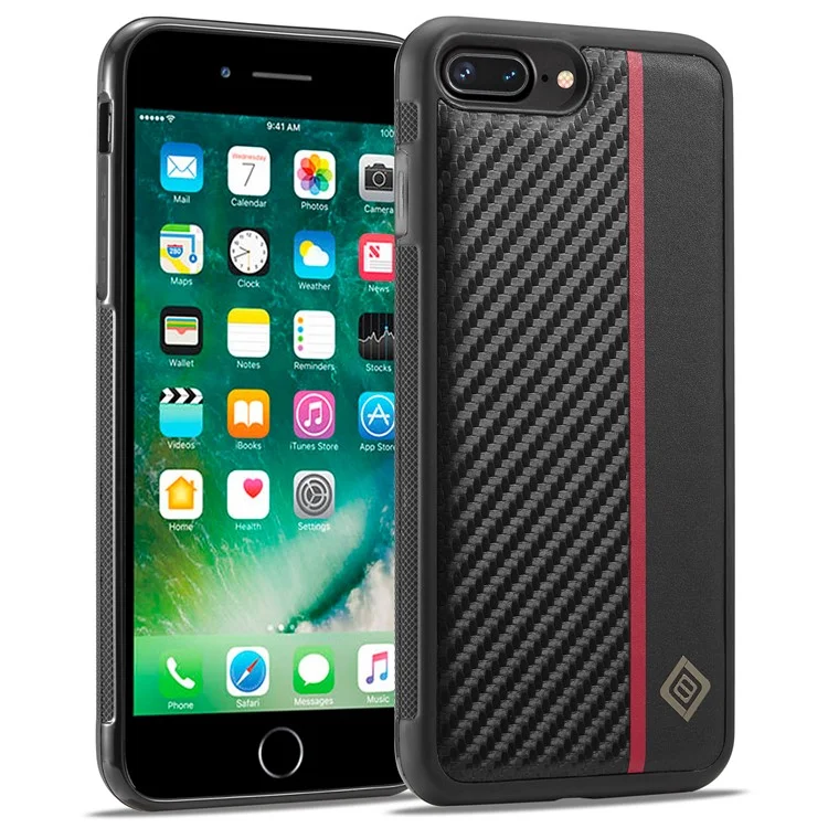 LC.IMEEKE Para iPhone 7 Plus / 8 Plus Funda de Teléfono Móvil Cuero PU Revestido de TPU+EVA Textura de Fibra de Carbono
