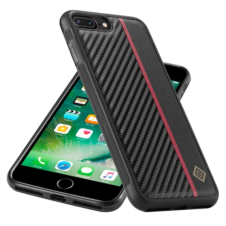 LC.IMEEKE Para iPhone 7 Plus / 8 Plus Funda de Teléfono Móvil Cuero PU Revestido de TPU+EVA Textura de Fibra de Carbono