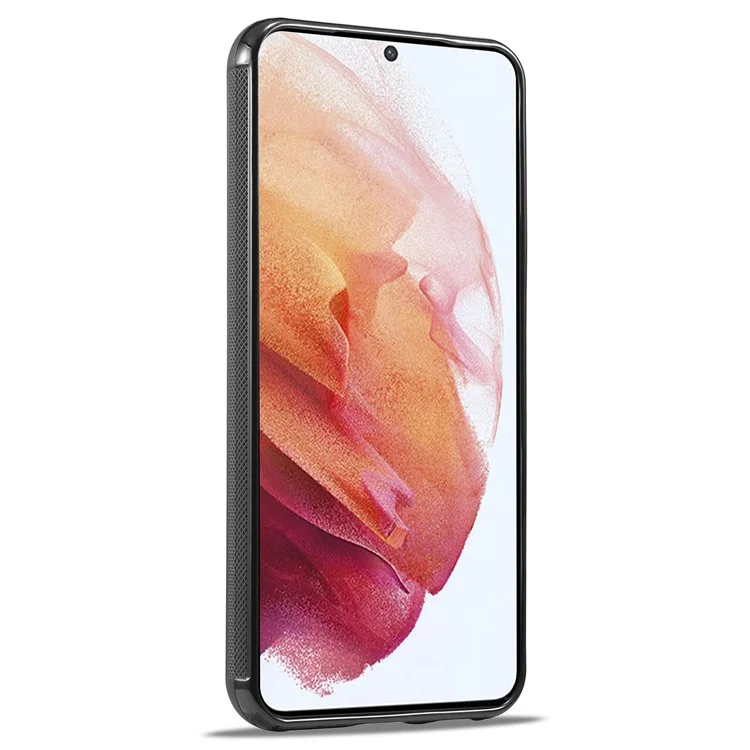 LC.IMEEKE для Samsung Galaxy S21 4G / 5G Чехол с текстурой из углеродного волокна, покрытый ПУ-кожей, TPU+EVA, устойчивый к падениям