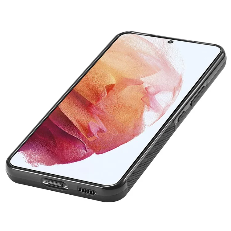 LC.IMEEKE для Samsung Galaxy S21 4G / 5G Чехол с текстурой из углеродного волокна, покрытый ПУ-кожей, TPU+EVA, устойчивый к падениям