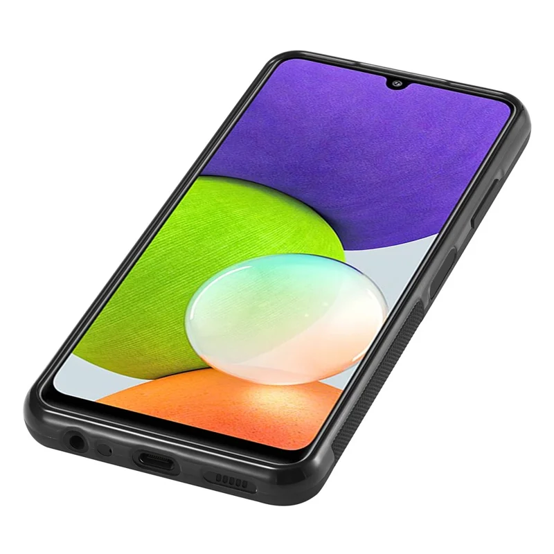 LC.IMEEKE Cell Phone Case for Samsung Galaxy A22 5G (EU Version) , Carbon Fiber Texture Leather+TPU+EVA Slim Cover