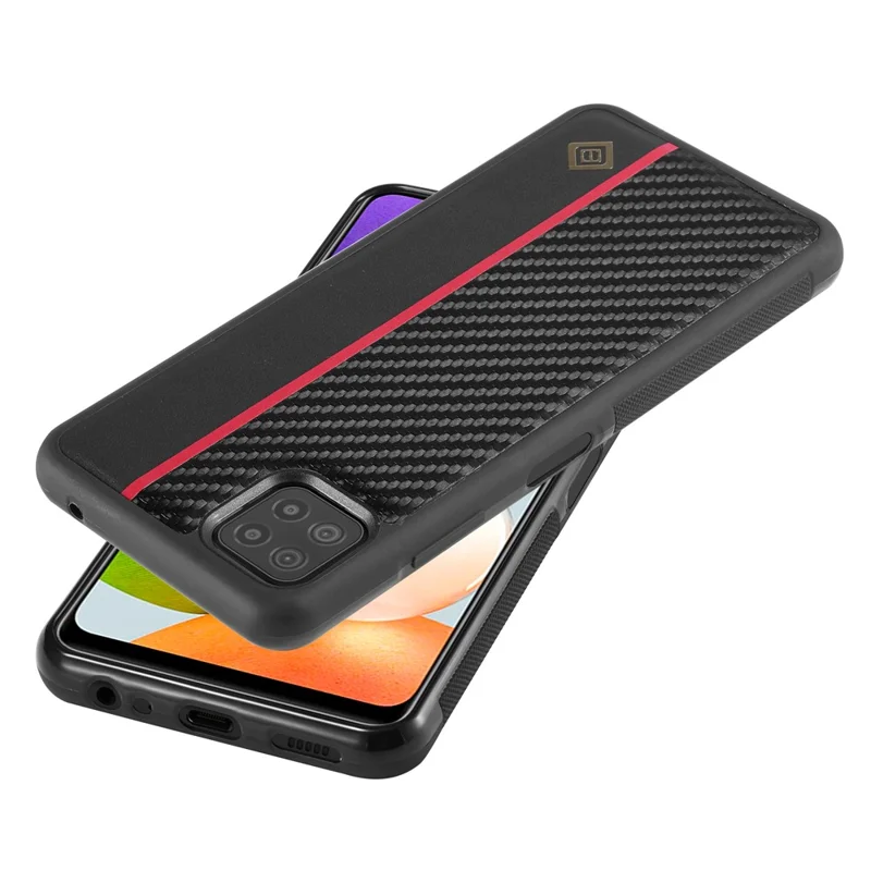 LC.IMEEKE Cell Phone Case for Samsung Galaxy A22 5G (EU Version) , Carbon Fiber Texture Leather+TPU+EVA Slim Cover