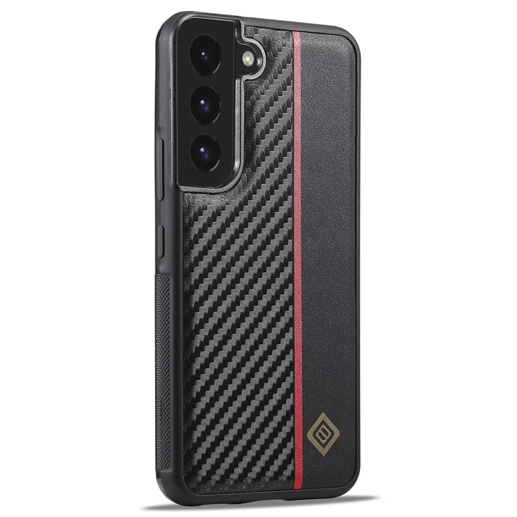 LC.IMEEKE Protective Case for Samsung Galaxy S22 5G , Carbon Fiber Texture Leather Coated TPU+EVA Phone Case