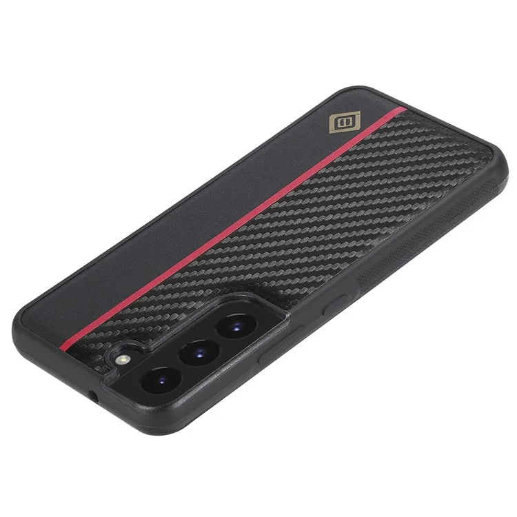 LC.IMEEKE Protective Case for Samsung Galaxy S22 5G , Carbon Fiber Texture Leather Coated TPU+EVA Phone Case