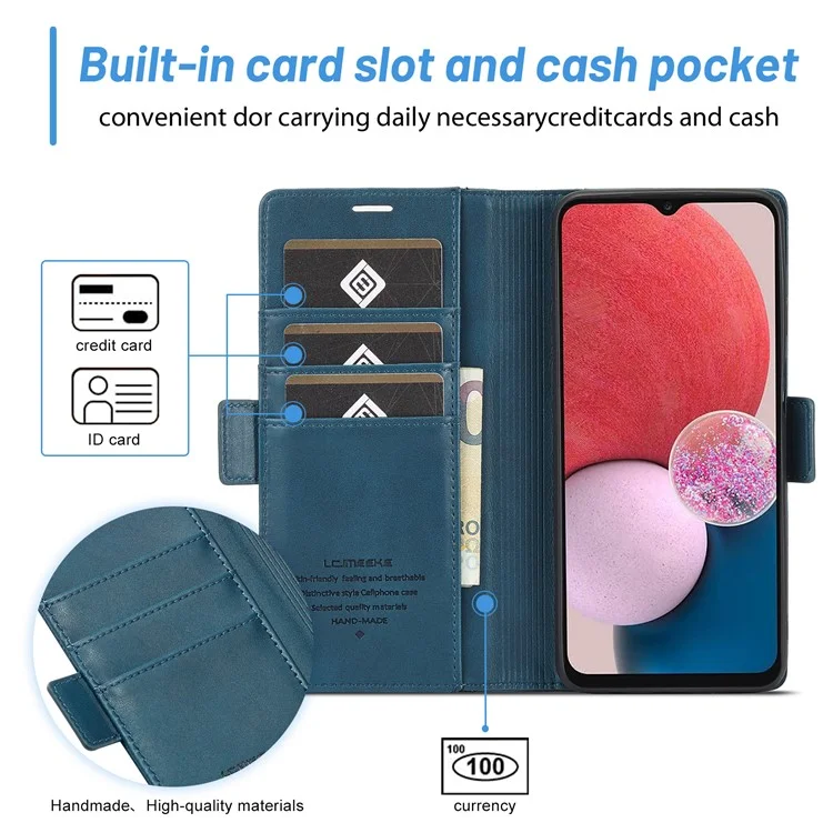 LC.IMEEKE Handyhülle für Samsung Galaxy A13 4G / 5G / A04 4G / A04s 4G, PU-Leder Ständer Brieftasche Hülle - Grün