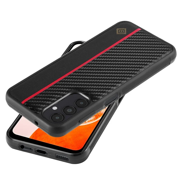 LC.IMEEKE Carbon Fiber Texture Case für Samsung Galaxy A14 4G / 5G, PU-Leder beschichtete TPU+EVA Stoßabsorption Handyhülle