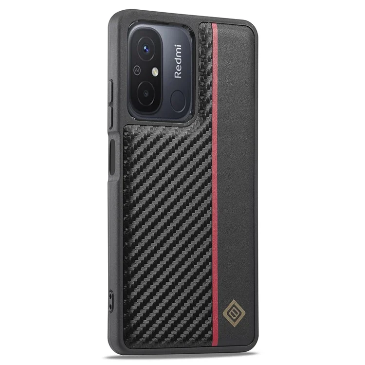 LC.IMEEKE Pour Xiaomi Redmi 11A 4G / 12C 4G Coque de téléphone antirayure en cuir PU+TPU+EVA avec texture en fibre de carbone