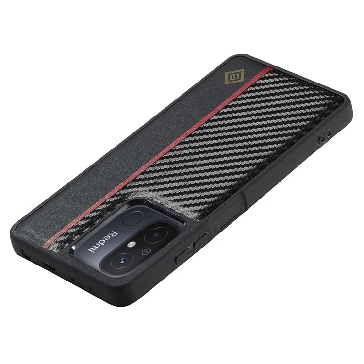 LC.IMEEKE Pour Xiaomi Redmi 11A 4G / 12C 4G Coque de téléphone antirayure en cuir PU+TPU+EVA avec texture en fibre de carbone