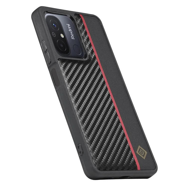LC.IMEEKE Pour Xiaomi Redmi 11A 4G / 12C 4G Coque de téléphone antirayure en cuir PU+TPU+EVA avec texture en fibre de carbone