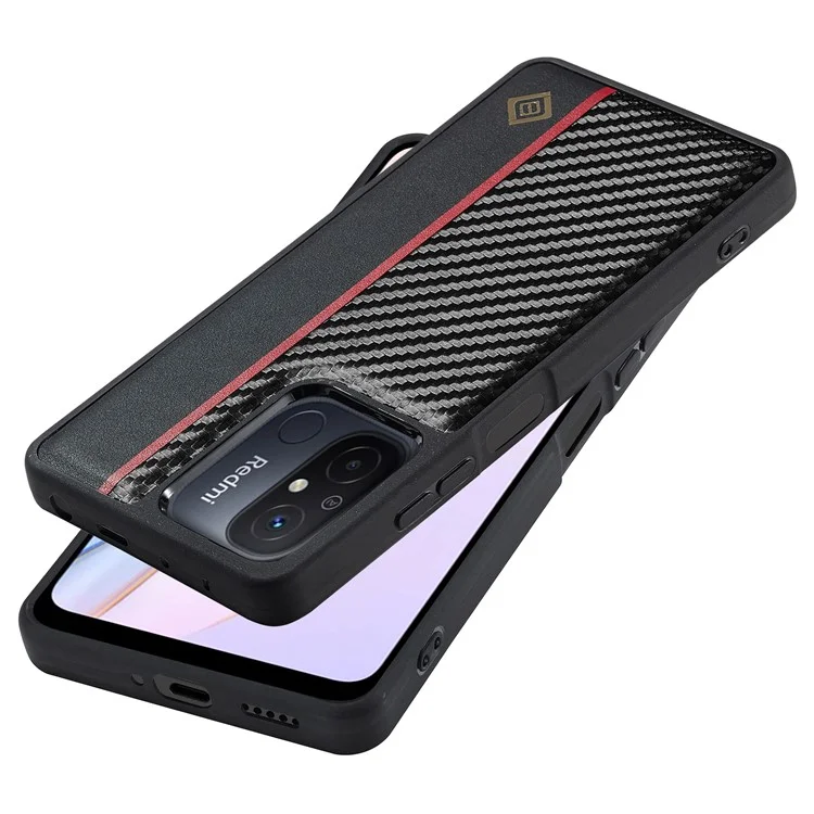 LC.IMEEKE Pour Xiaomi Redmi 11A 4G / 12C 4G Coque de téléphone antirayure en cuir PU+TPU+EVA avec texture en fibre de carbone