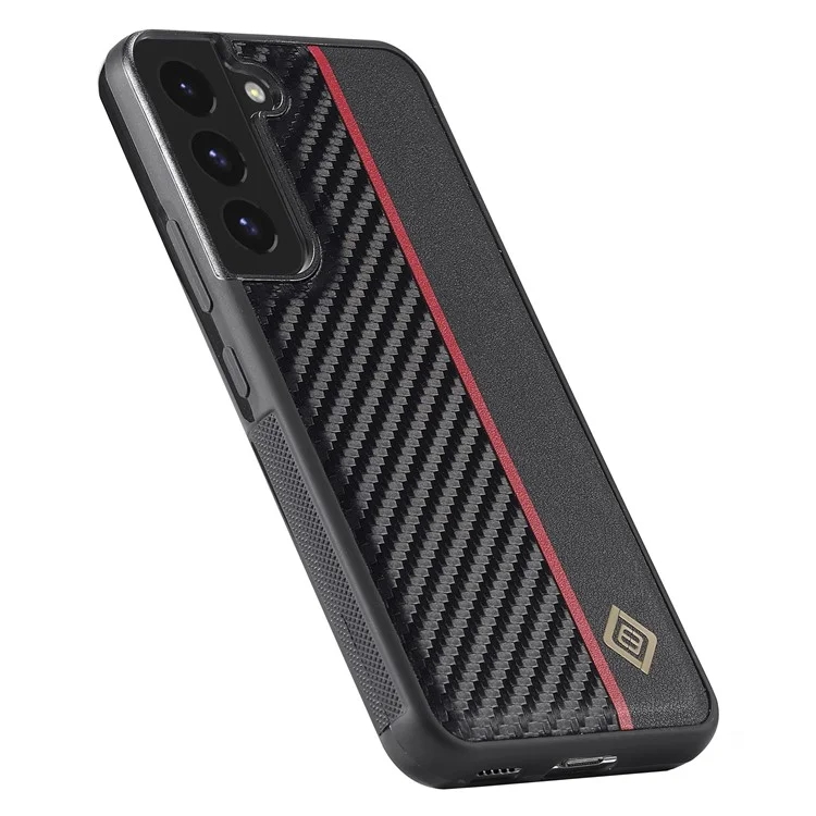 LC.IMEEKE Slim-Fit Phone Cover For Samsung Galaxy S21 FE 5G Carbon Fiber Texture PU Leather+TPU+EVA Shell