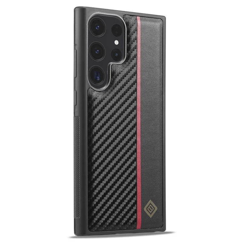LC.IMEEKE For Samsung Galaxy S22 Ultra 5G Carbon Fiber Texture Phone Case PU Leather+TPU+EVA Phone Cover