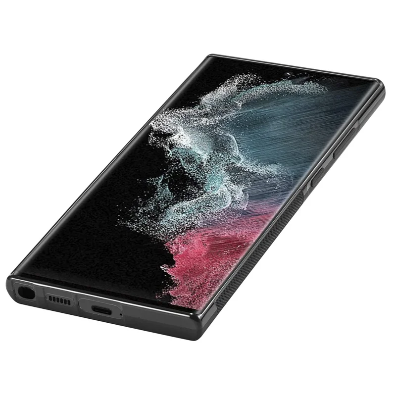 LC.IMEEKE For Samsung Galaxy S22 Ultra 5G Carbon Fiber Texture Phone Case PU Leather+TPU+EVA Phone Cover