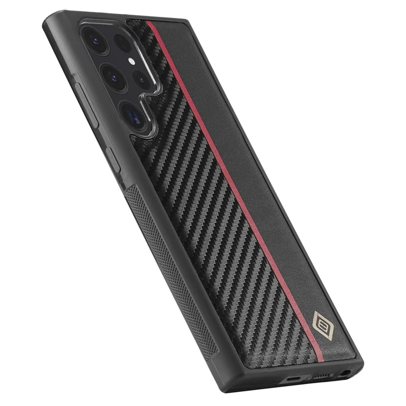LC.IMEEKE For Samsung Galaxy S22 Ultra 5G Carbon Fiber Texture Phone Case PU Leather+TPU+EVA Phone Cover