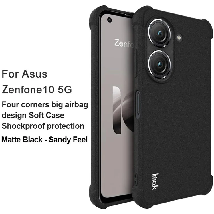 IMAK Pour Asus Zenfone 10 5G Coque de protection de téléphone mate Étui en TPU souple antichoc - Noir