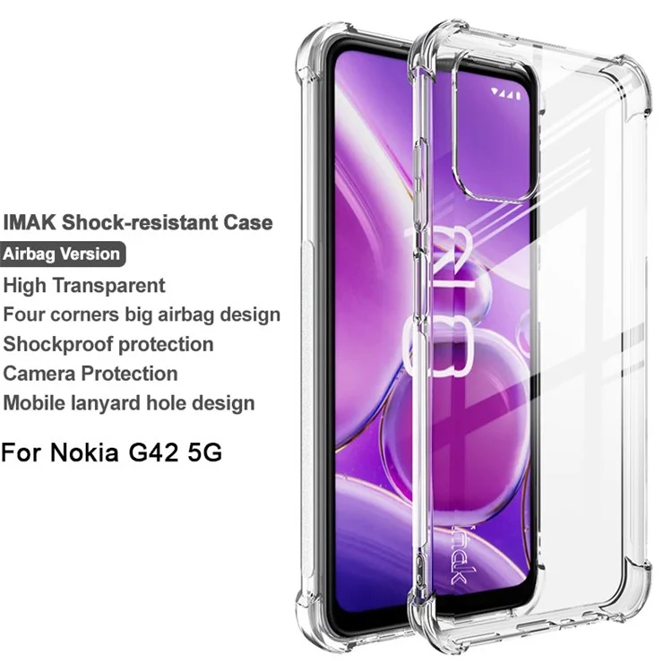 IMAK For Nokia G42 Anti-drop Soft TPU Back Cover Clear Phone Case Four Corner Cushioning Phone Shell - Transparent