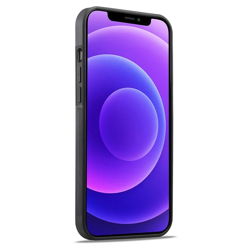 LC.IMEEKE For iPhone 12 Pro Max Carbon Fiber Texture Phone Cover PU Leather+TPU+EVA Cell Phone Shell