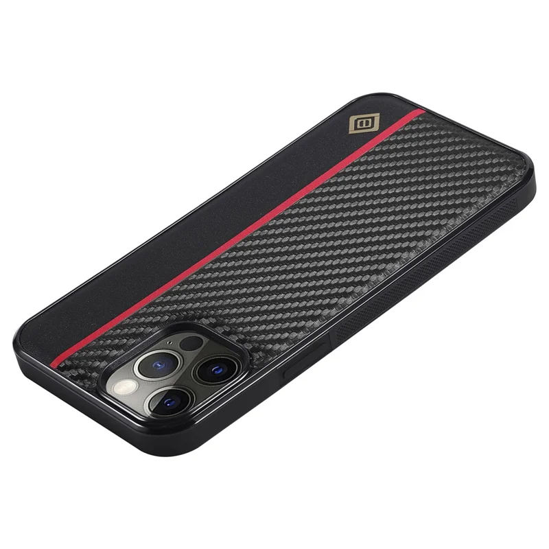 LC.IMEEKE For iPhone 12 Pro Max Carbon Fiber Texture Phone Cover PU Leather+TPU+EVA Cell Phone Shell