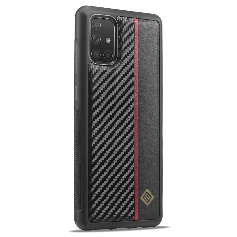 LC.IMEEKE Para Samsung Galaxy A51 4G SM-A515 Tampa do Telefone Slim-Fit Textura de Fibra de Carbono Revestimento de Couro PU+TPU+EVA