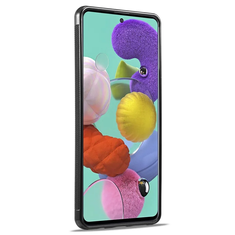 LC.IMEEKE Para Samsung Galaxy A51 4G SM-A515 Tampa do Telefone Slim-Fit Textura de Fibra de Carbono Revestimento de Couro PU+TPU+EVA