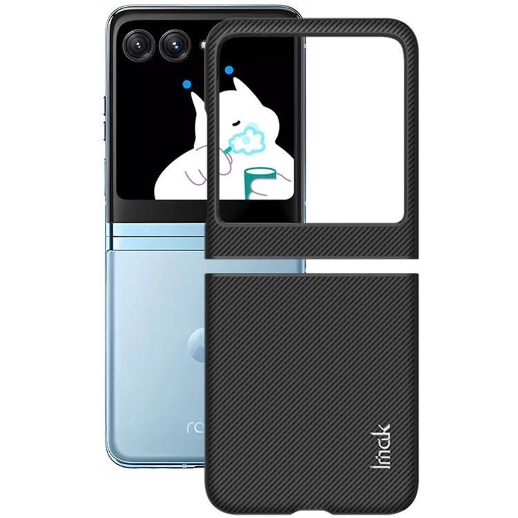 IMAK Ruiyi Series para Motorola Razr 40 Ultra 5G Funda de Teléfono Textura de Fibra de Carbono PC + Funda de Teléfono de Cuero PU