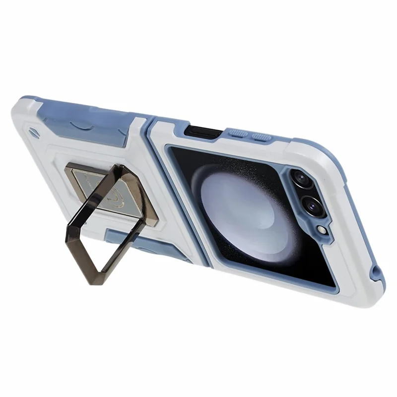 Per Samsung Galaxy Z Flip5 5G PC+TPU Phone Case Anello Supporto Supporto Protective Cover - Bianco